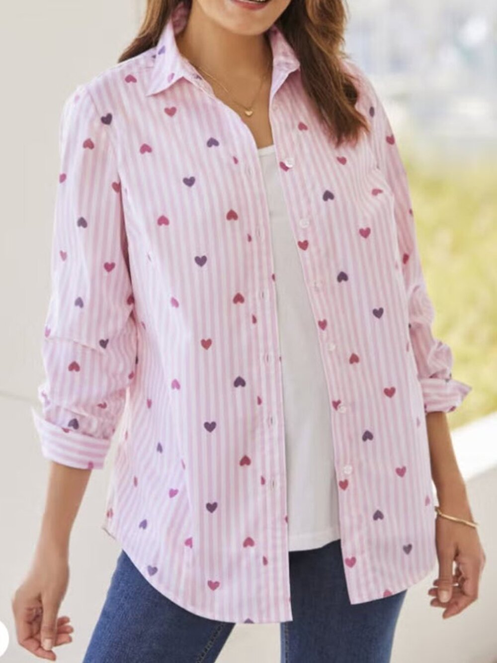 Woman Within Cotton Hearts Tunic - 1X - BRAND NEW